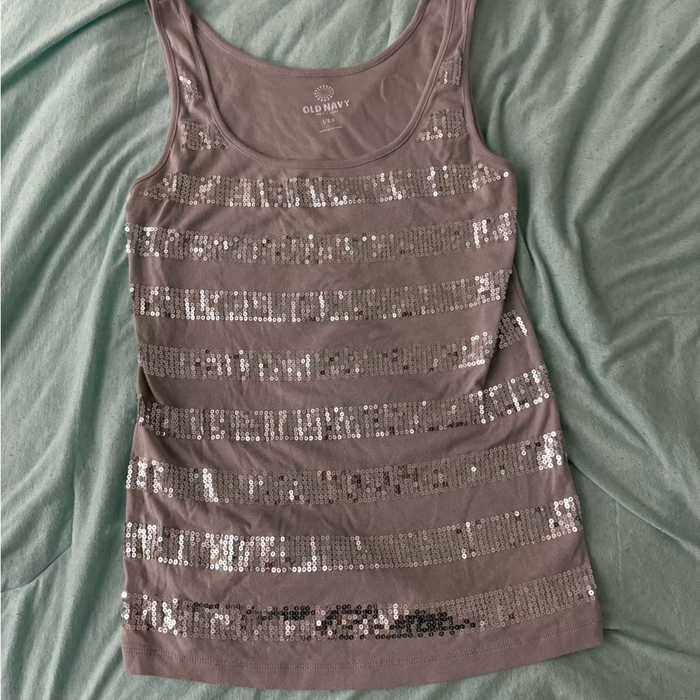 Old Navy Gray Sequin Tank Top